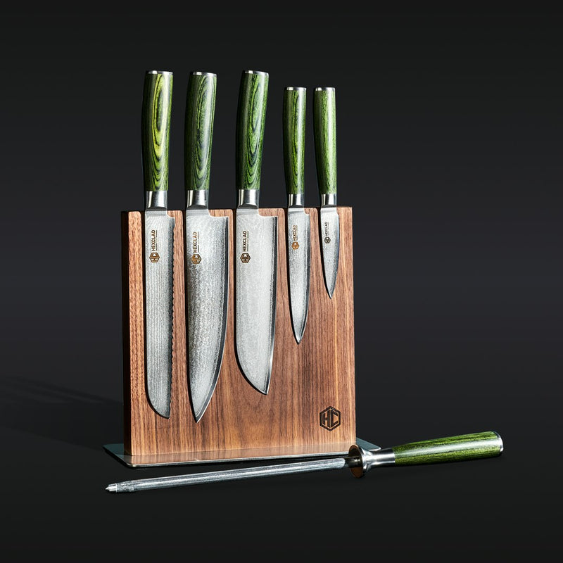 Damascus Steel Knife Set, 7-pc (Green) P4